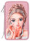 Depesche 12522 TOPModel Glitter Queen - Gefüllte 3-Fach Federtasche mit Glitzersteinen auf der Front und verziertem Rücken, Federmäppchen mit Buntstiften, Lineal, Schere uvm.