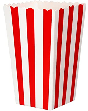 JOYSKY 40 Stück Popcorn Boxen Popcorntüten Rot Klein Candy Container, Papier Pappe Weiß Snack für Partysnacks Bonbons Geschenktüten Weihnachten (Rote Streifen)