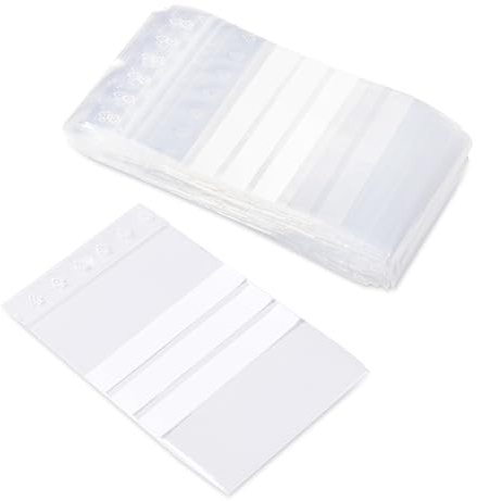 Pakico | 100 Plastiktüten 8 x 12 cm Klare wiederverschließbare mit Etiketten | ZIP Beutel | Dick | Verschlussbeutel | Lebensmittelbeutel | Gewürze | Nüsse | Kaffee | Hebrata | Ziplock-Beutel