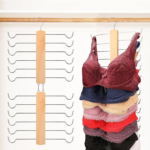 GmeDhc 1Pcs Tank Top Hangers, Wooden Bra Hangers for Wardrobe | Bra Organizer for Closet, Storage Space Saver Storage for Camisoles Tank Tops Bras Swimsuits Strappy Dress