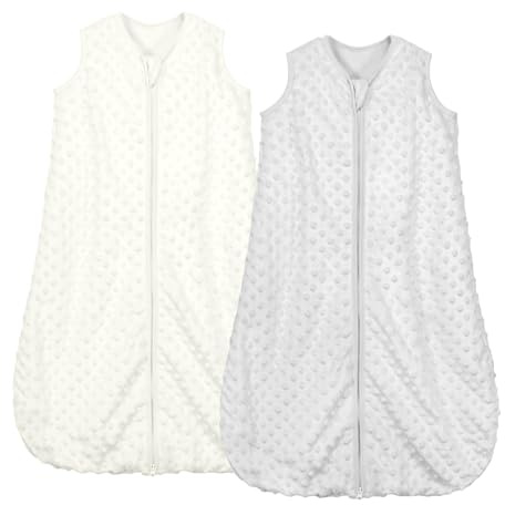Mosebears Gigoteuse pour bébé 1,5 Tog, lot de 2, toute l'année, sac de couchage pour enfants avec fibre de soja et coton, différentes tailles, couverture de couchage automne-hiver (gris blanc, L)