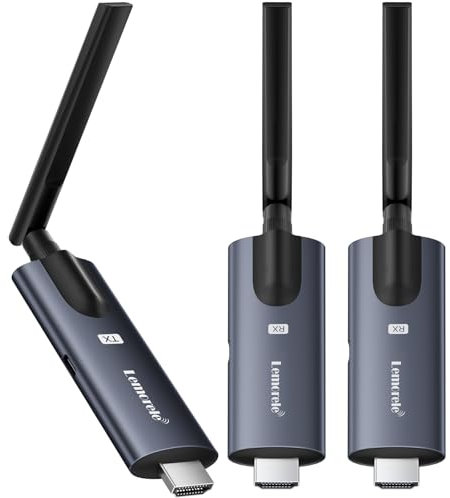 Wireless HDMI Transmitter and 2 Receiver, Lemorele 1080P HDMI Funkübertragung Supports 1 Transmitter zu 4 Empfänger Max Streaming Video für Laptop, Camera, TV Box zu HDTV, Monitor,Projektor