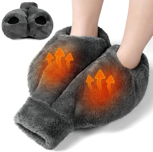 Fußwärmer Ohne Strom,2L Wärmflasche Füße,Weiches und Warmes Foot Warmer,2 in 1 Fußwärmflasche für Damen/Herren/Erwachsene,Fuß Wärmflasche für Zuhause, Büro und Draußen(40x36CM)