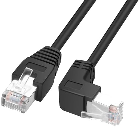 YACSEJAO RJ45 90 degrés câble Ethernet cat6 RJ45 mâle à angle droit cordon de raccordement réseau choisissez parmi plusieurs longueurs d'angle (Angle descendant, 1M/3,2FT)