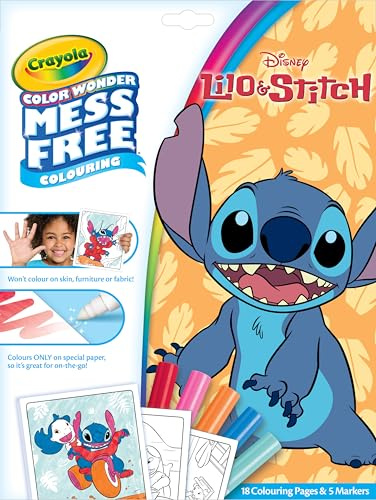 CRAYOLA Color Wonder - Lilo & Stitch Colouring Mess-Free Book (Includes 18 Colouring Pages & 5 Magic Color Wonder Markers)