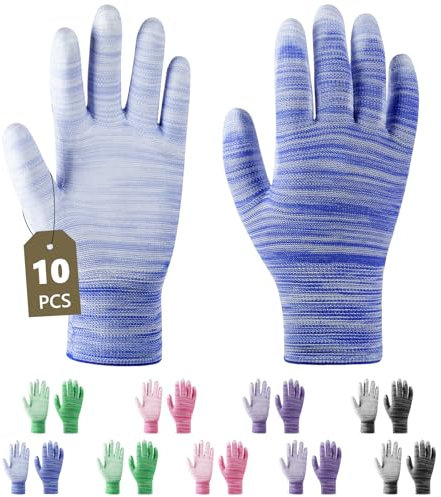Ainiv 10 Paar Gartenhandschuhe für Damen, Latex-Beschichtete Gartenhandschuhe, Atmungsaktiv, Schutzhandschuhe Arbeitshandschuhe Passend für die Meisten