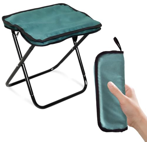 Alyxen Taburete de Camping, Taburete Plegable Portátil, Mini Silla Plegable para Exteriores, Mini Silla Ligera para Pesca, Senderismo, Jardín, Playa y Viajes, Soporta 120kg (Verde)