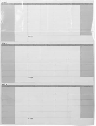 DIYEAH Calendrier mural effaçable à sec - Grand calendrier mural trimestriel 46 x 63 - Agenda mensuel vertical non daté, effaçable et réutilisable pour la maison, le bureau,