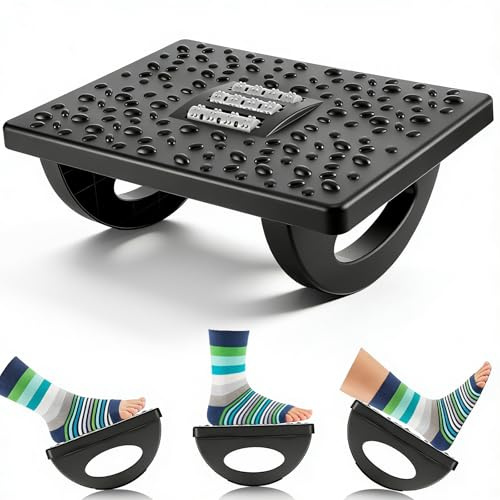 Yimomoyi Fotstöd under skrivbord, justerbart fotstöd under skrivbordet med massagerollar, fotstöd under skrivbord, ergonomiskt fotstöd för kontor/hem, lätt att rengöra design, svart