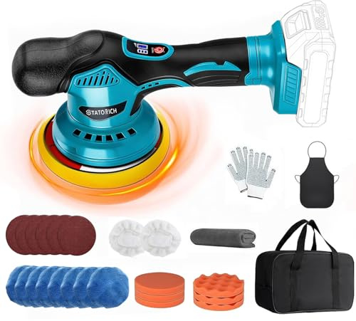 Pulidora de coche para Makita 18 V, 27 unidades, juego de pulidoras orbitales de 6 pulgadas con 8 velocidades variables para encerar/detalles del coche (sin batería)