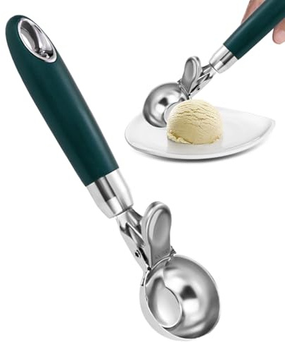 Cuchara para helado, cuchara con mango cómodo, perfecta para cortar porciones, raspar y hacer helados, mousse o bolas de frutas, herramienta de postre de cocina para uso en el hogar, restaurante o