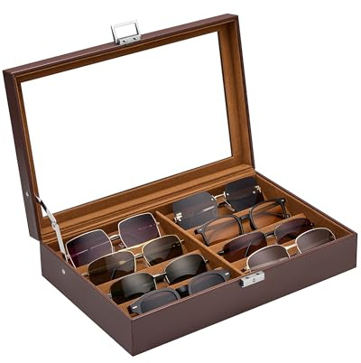 ProCase 8 Slots Sunglasses Organizer, Glasses Case Multiple Pairs -Espresso