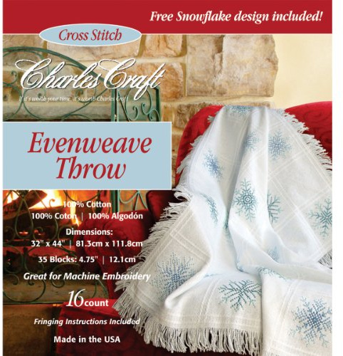 Charles Craft Evenweave Throw 16 Count 32X44-White