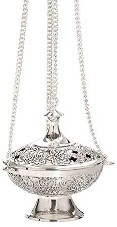 NKlaus bruciatore di incenso fatto a mano argentato decorazione esoterica antico 1536