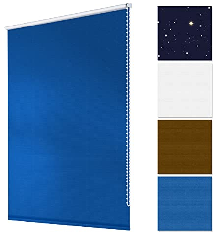 ECD Germany Verdunkelungsrollo 45 x 150 cm - Dunkelblau - Klemmfix - ohne Bohren - für Sonnen- und Sichtschutz - inkl. Befestigungsmaterial - EasyFix Rollo Klemmrollo