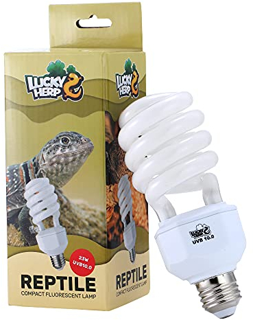 LUCKY HERP UVB Lampe Terrarium 23W, Reptilien Lampe UVA UVB 150, Kompakte E27 Lampe UVB 10.0, Geeignet für Schildkröten, Hühner, Hunde, Bartagamen und andere Amphibien und Reptilien