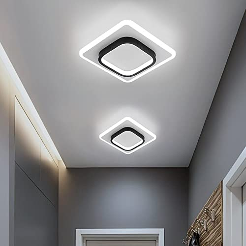 DELIPOP Plafonnier LED Moderne, Lampe de Plafond Chambre en Acrylique 21W, Luminaire Plafonnier Carré pour Couloir Balcon Escalier, Blanche Froide 6500K, Diamètre 24CM