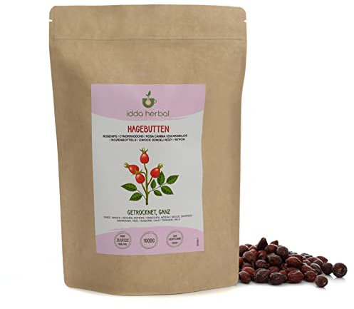 IDDA Herbal Cynorrhodon Séché 1kg, Cynorhodons Séchés Entiers, Fruits d'Églantier, Rose Musquée