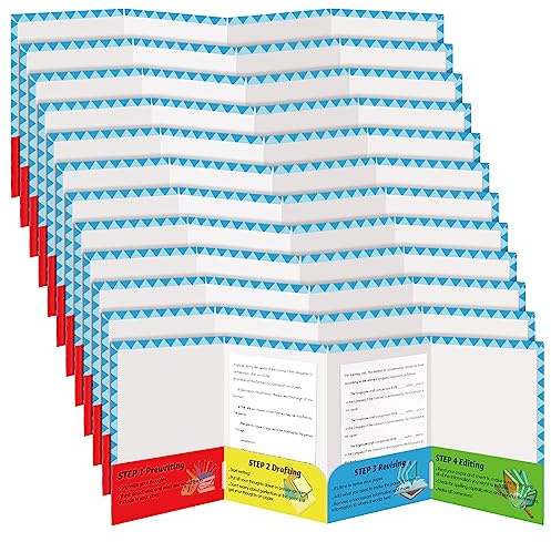 Satinior 24 Pcs Writing Process Pocket Folders Bulk 4 Pockets Writing Process Homework Folders for Students Teacher School Kids Classroom Supplies