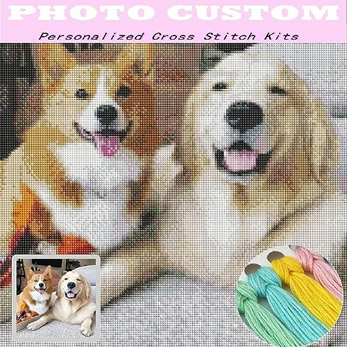 Individuelles Kreuzstichmuster vom Foto, 40 x 50 cm, personalisiertes Design, 11-fädiger Kreuzstich, geprägter Stoff, Sticksets für Erwachsene und Anfänger (40,6 x 50,8 cm)