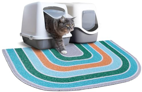 Unicorn Catcher Cat Litter Mat Quality Litter Box Mat Large Non-Slip Cat Litter Mat Litter Trapping Mat Soft Kitty Litter Mat Compatible Two Litter Boxes Cat Products Easy to Clean,Green,L