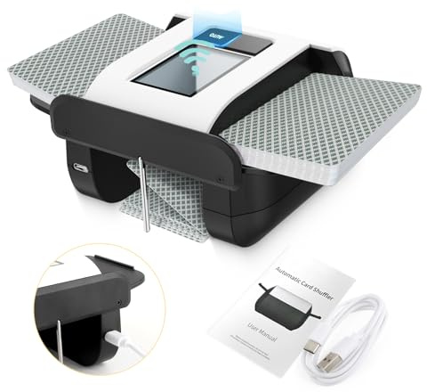 TGHongKy 1-2 Mazzi di Carte Mescolatore di Carte, Card shuffler, Mischia Carte Automatico,Mescolatore di Carte Type-C Charging Mescolatore Carte Adatto per UNO/Poker/Blackjack