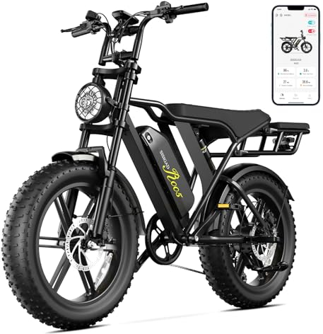 SISIGAD E Bikes Mountainbike Fatbike 20 Zoll Elektrofahrrad Herren Damen Elektro Fahrrad mit LCD Display und App, E Fatbike 48V 15Ah Batterie 250W Motor 25km/h E Fahrrad