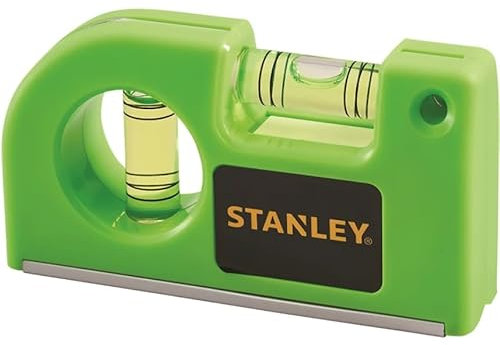 Stanley Magnetic Hi-Vis Pocket Level, Fitted with 2 Easy to Read vials and a Rare Magnet Base.