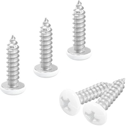100 PCS White Head Self-Tapping Screws, 304 Stainless Steel Round-Head Phillips Wood Screws for Carpentry (M4×16mm)