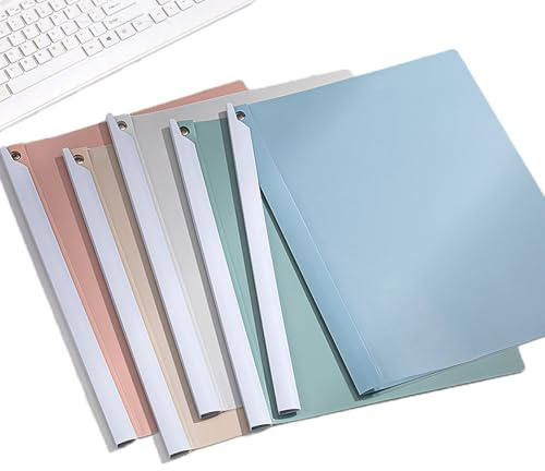 LIMEQKI A4 Couverture De Rapport, Transparent Reliure Dossier avec Levier Pivotant, Dossier Coulissante Transparent 5 Feuilles (Multicolore)