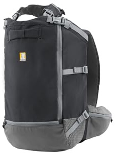 Ruffwear Hitch Hiker hundryggsäck bärväska, husdjursbärande resväska, integrerad servis och vadderade remmar, andas och bekväm, helt ventilerad, basalt grå, XX-Small