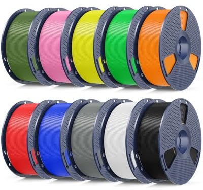 SUNLU PLA Plus-2,0 höghastighets-filamentpaket för 3D-skrivare, uppgraderat filament PLA+ 1,75 mm, för snabbutskrift 50–600 mm/s, ± 0,02 mm precision, 1 kg/spole, 10 färger