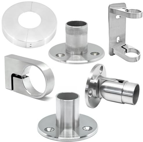 PRIOstahl Bodenflansch Flansch Rohrflansch Steckfitting Bodenanschluss Bodenanker x 1 Stück Ø 42,4 x 2 mm für Rundrohre Rohre Pfosten Handlaufhalter Verankerung am Boden Rostfrei aus Edelstahl V2A