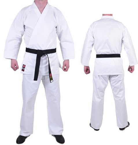 MAR | Karate Gi Uniform For Men Women Kids & Adult Double Weaved Heavy Weight 8.5oz Fabric for Martial Arts BJJ Aikido Suit White FREE Karate White Belt Size (4/170)