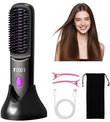 Unipampa Spazzola Lisciante per Capelli, Spazzola Lisciante Senza Fili
