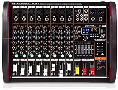 Mezclador de DJ, Mezclador Digital De 8 Canales, Consola Mezcladora, USB, Potencia Ordenador, Transmisión En Vivo, Grabación, Equipo DJ Profesional