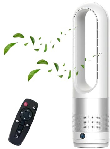 Vulaop Ventilador de torre silencioso sin aspas – 8 niveles + modo Boost, oscilación de 90°, mando a distancia de 5 m, pantalla táctil LED, funcionamiento silencioso ≤ 50 dB, temporizador 8 h para