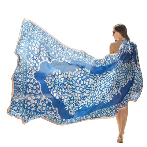 DANA XU Women's 100% Mulberry Silk Pashmina Shawl and Wraps Extra Large Floral Scarf for Evening Dresses, Soft Oversized