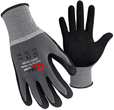 3 Pairs QEARSAFETY General Purpose Microfoam Breathable Nitrile Rubber Palm Coated Work Gloves, Knitted Elastic Liner, Abrasion, Grip, Dexterity, For All Kinds of Jobs, 10/XL