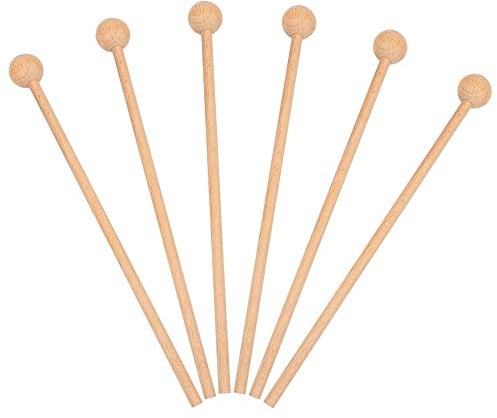 Holzschlägel 6 Stück Mallet Drumsticks Holz Marimba Schlägel Glockenspiel Schlägel Klangstäbe für Xylophon, Holzblock Glocken, Kinder Baby Musik Lernspielzeug