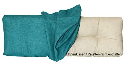 LILENO HOME Pallet Cushion Cover Aqua - Replacement Cover for Back Cushions 120 x 40 x 16-20 cm - Cushion Cover for Euro Pallets - Pallet Cushion Outdoor Cover for Pallet Furniture
