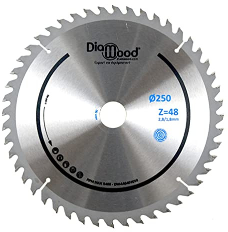 Lama per sega circolare HM universale D. 250 x Al. 30 x ep. Diamwood, 2,8/1,8 mm x Z48 Alt per legno