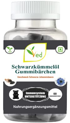Ved Schwarzkümmelölgummi; BSO Chews Schwarzer Johannisbeergeschmack, rohe ungefilterte Schwarzkümmelölgummis, vegetarisch-vegane Kost für Männer und Frauen 60 Stück, 30 Tage Vorrat