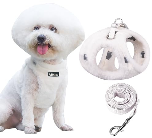 AIITLE Arnés y Correa para Perros Step in - Arnés antitirones con Hebilla de Seguridad y Bandas Reflectantes, arneses Ligeros para Exteriores para Perros medianos Blanco M