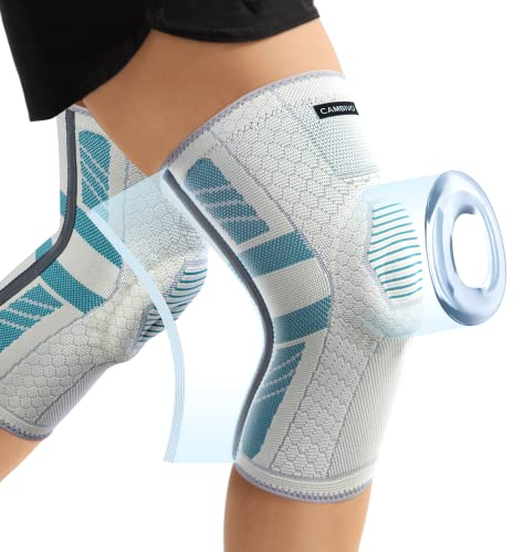 CAMBIVO Kniebandage Männer Damen X2 mit PMMA Stabilisatoren & Patella-Polster, Bandage Knie Rutschfest & Atmungsaktiv, Knee Support für Meniskusriss, Arthritis, ACL, Gelenkschmerzen, Sport