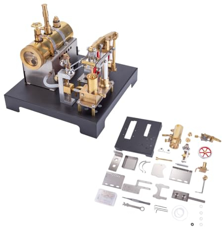 JANTY Retrol Metall Dampfmaschinen Modellbausatz, 84-teiliges Strahl Vakuum Horizontalkessel mit Zentrifugalregler Verbrennungsmotor Wissenschaftliches Experiment Lernspielzeug Geschenke-FX1