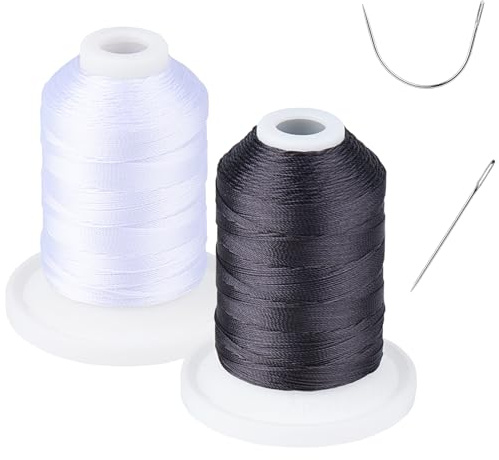 UV-beständig – Simthread 100% polyesterbunden tråd Tex 69 (12wt) – 250 yards 1 vit 1 svart,