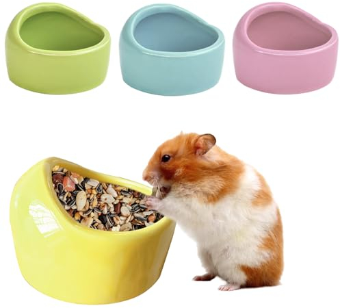 HOMURY 4 Stück Keramik Futterschalen für Kleintiere - Napf für Haustiere, Anti-Biss Schälchen für Hamster und Meerschweinchen
