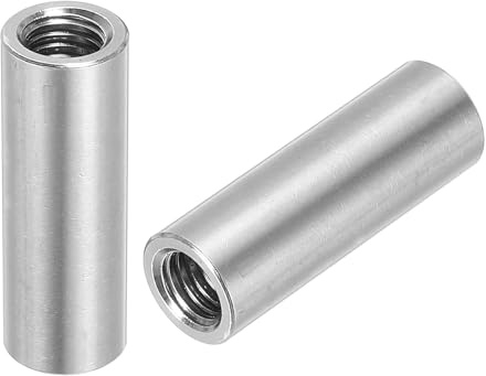 sourcing map 6Pcs M8 Round Connector Nuts, 304 Stainless Steel Coupling Nut 30mm/1.18 Length Sleeve Rod Bar Stud Nut for Bracket, M8x30x12mm