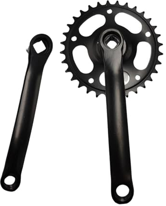 Oshhni Pédalier de vélo VTT, Ensemble de Bras de manivelle, Plateau Rond et manivelle léger, Vitesse Unique, Accessoires de Cyclisme, Noir
